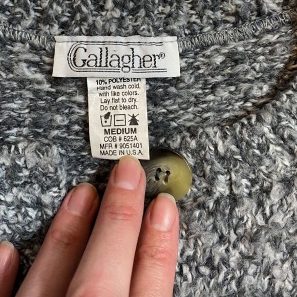 Gallagher Vintage Button Up Cardigan Sweater Grey - Picture 5 of 6